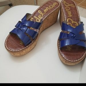 Blue wedge sandal